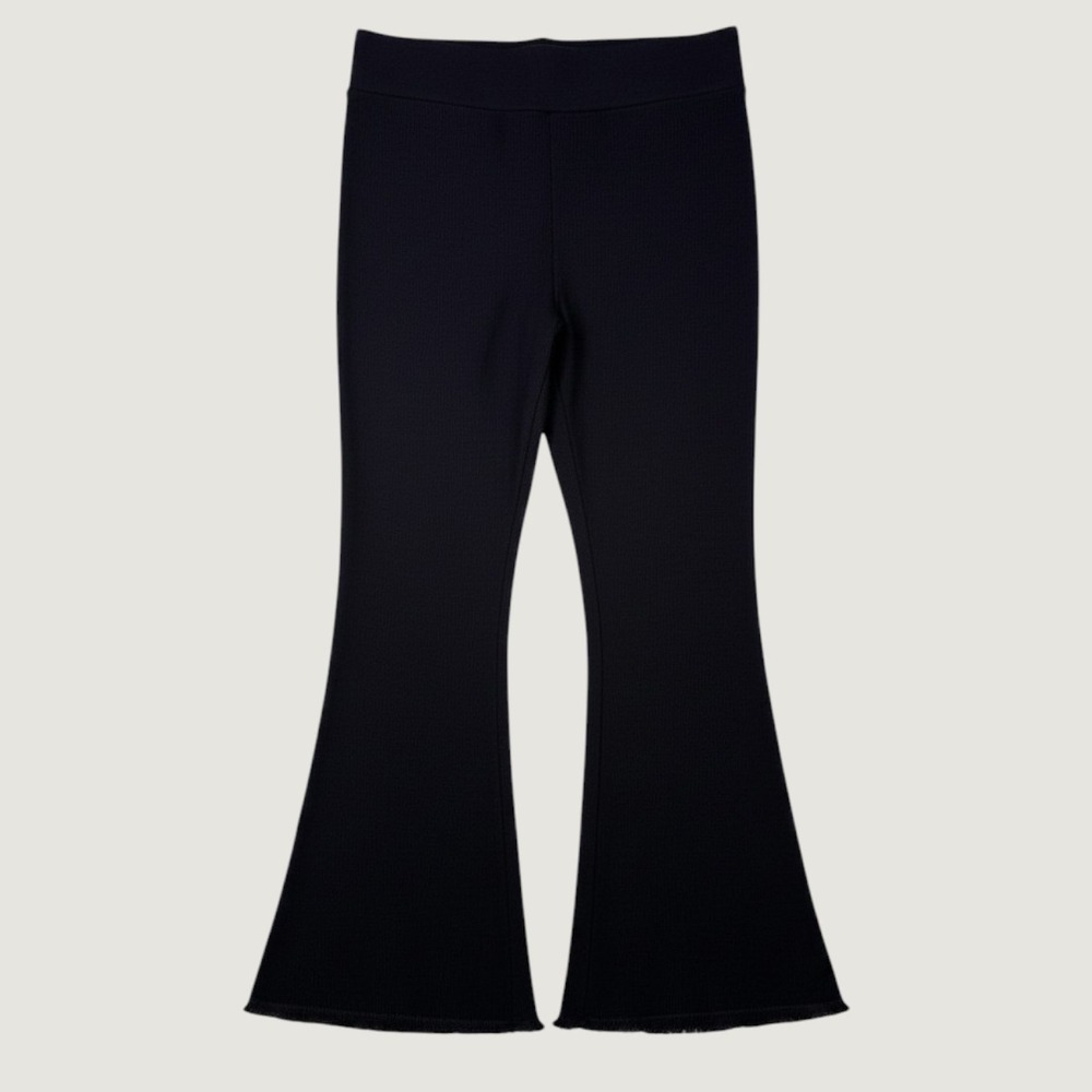 Chatoyant Womens 2XL Black Flare Pants Frayed Raw Hem Pull On Stretch P-30631